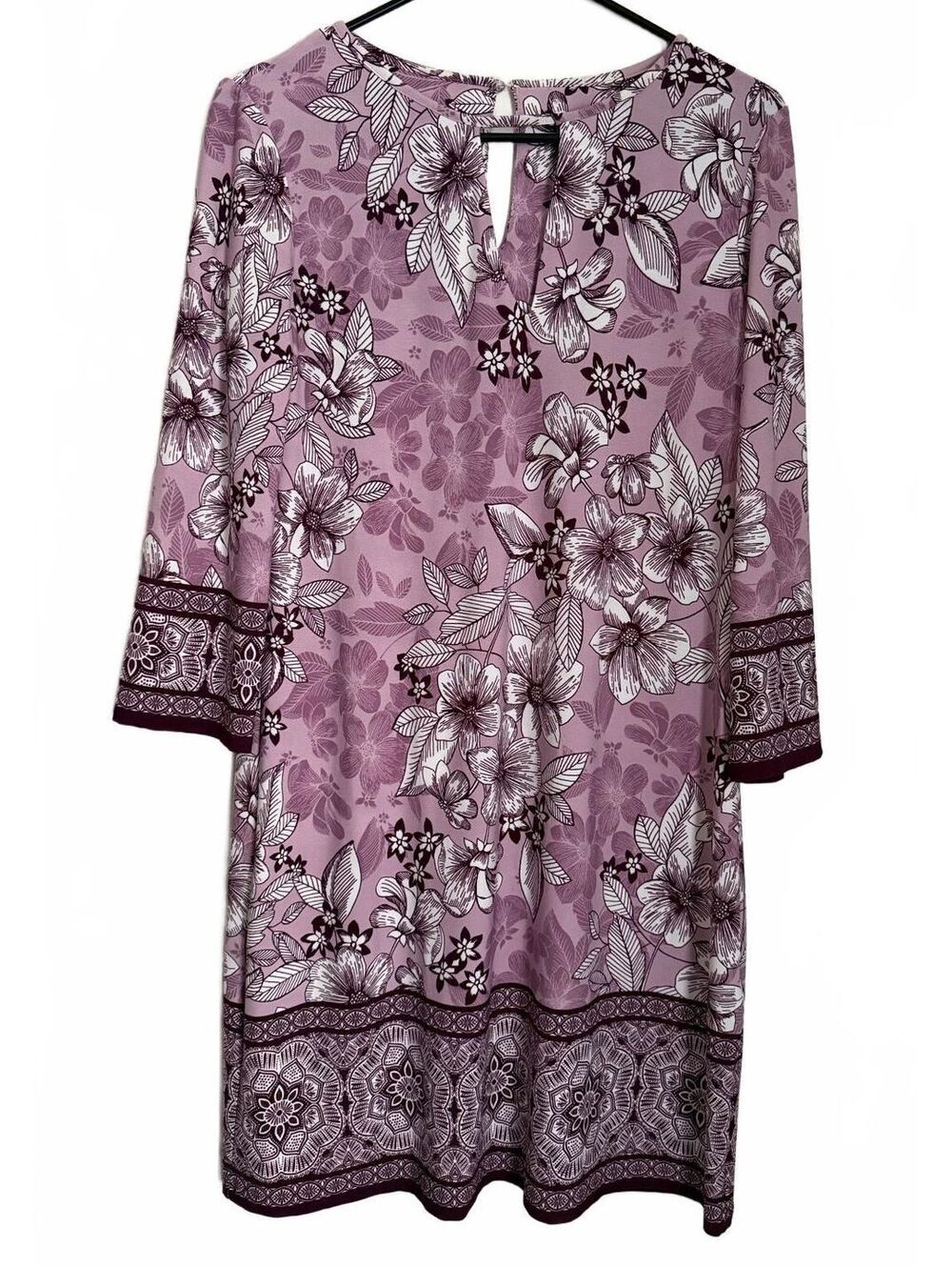 White House Black Market WHBM Mini Dress Medium Purple Floral Cottage Coquette